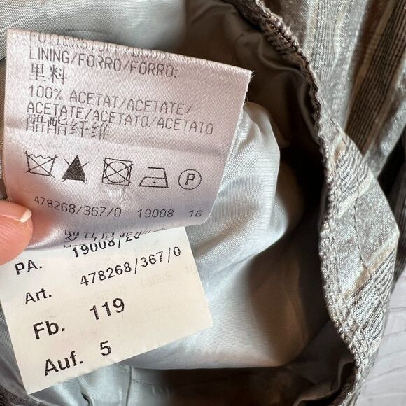 LUISA CERANO gray cotton metallic check plaid lined pockets jacket blazer 8 - Picture 9 of 9
